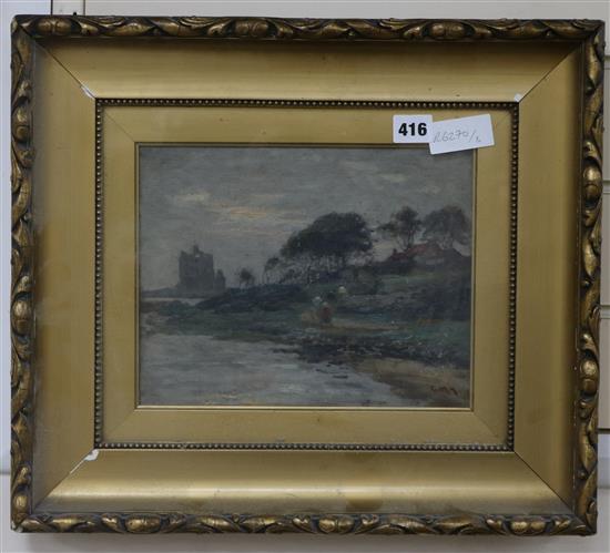 Charles Martin Hardie, oil on panel, Rosyth Castle, initialled, 21 x 26cm